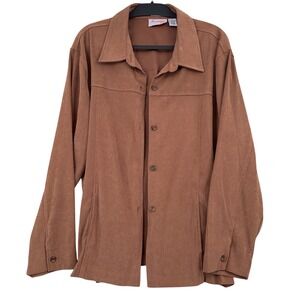 Joanna Plus Shirt Jacket Womens 3X Polyester Spandex Brown‎